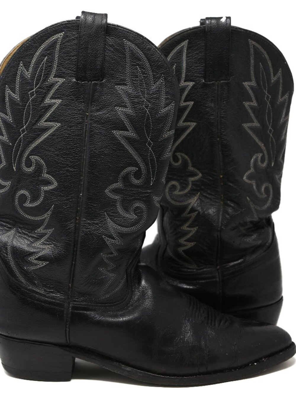 Vintage Dan Post Leather Cowboy Boots Mens Size 12 D Black Western Rodeo Concert